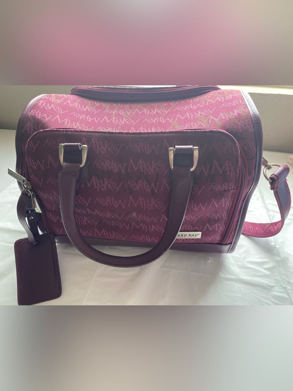 Mary Kay Vintage Signature Monogram Weekender Travel Bag Duffle Shoulder Strap
